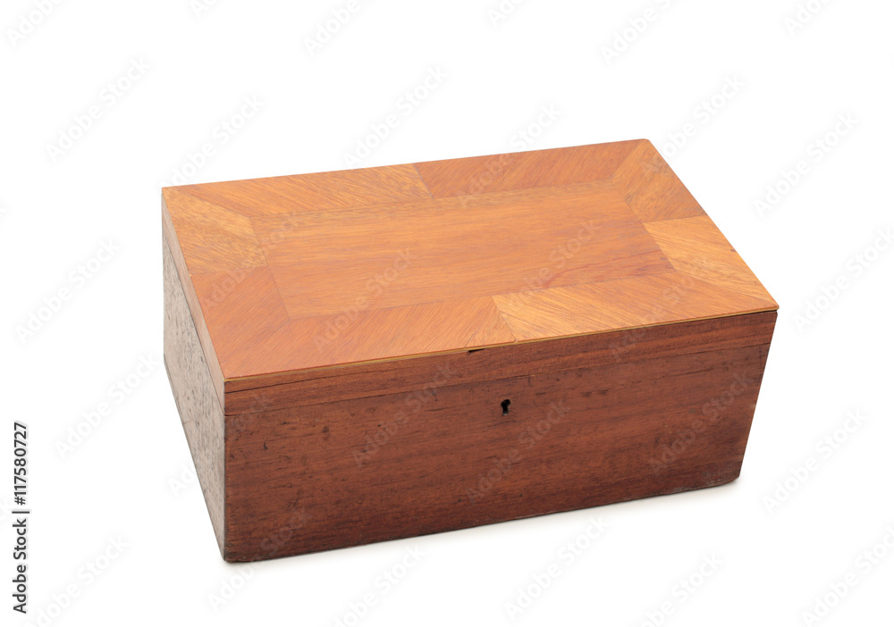 Old wooden box on a white background Old wooden box on a white background