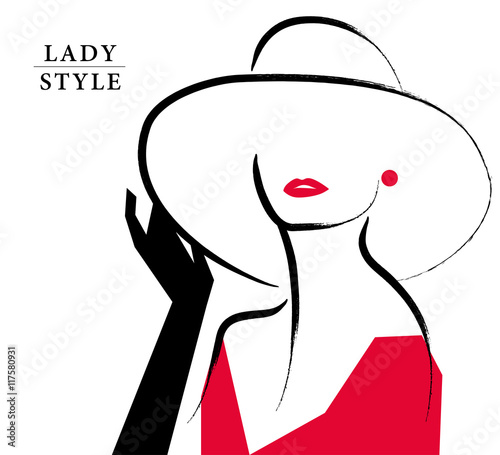 Vector flat hand drawn lady portrait