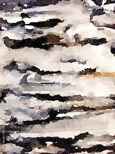 Digital watercolor painting of a black, brown and white painted abstract background.