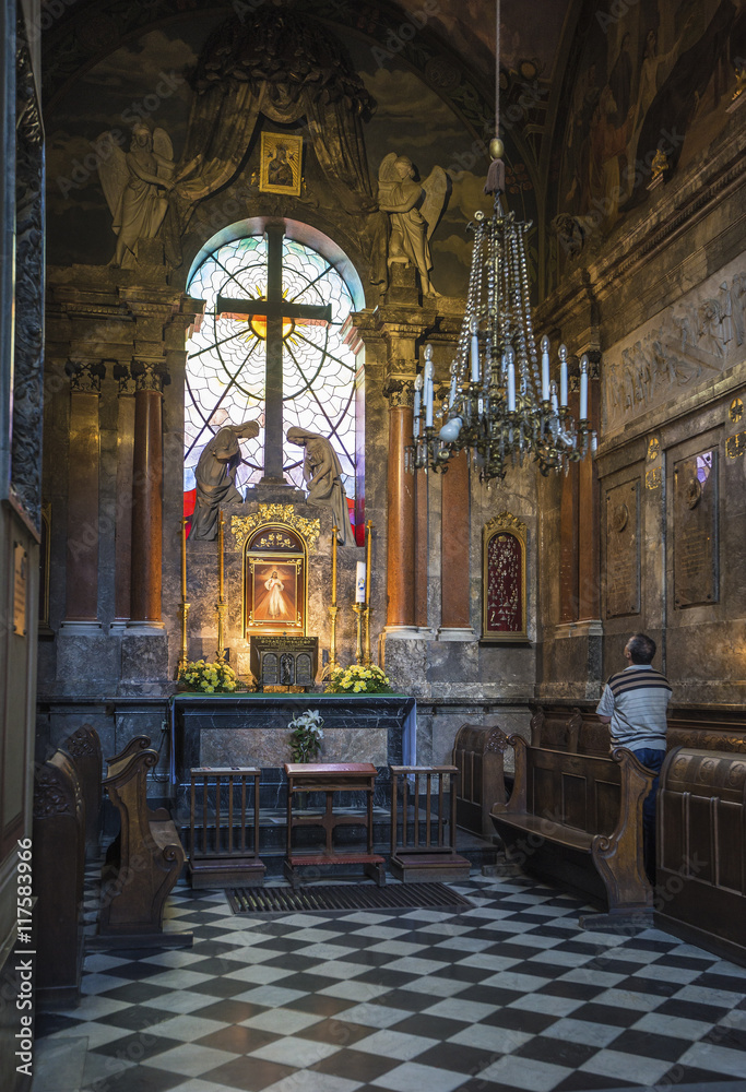 Interior of old church in Ukraine. Europe. 