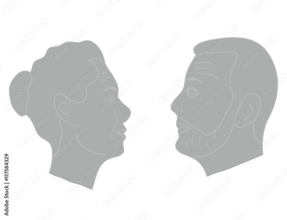 the image of men and women. They look at each other. vector illustration.