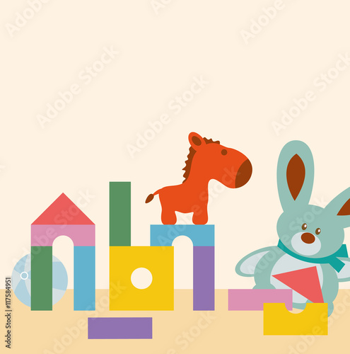 Bauklötze und Kuscheltiere im Kinderzimmer Vektor