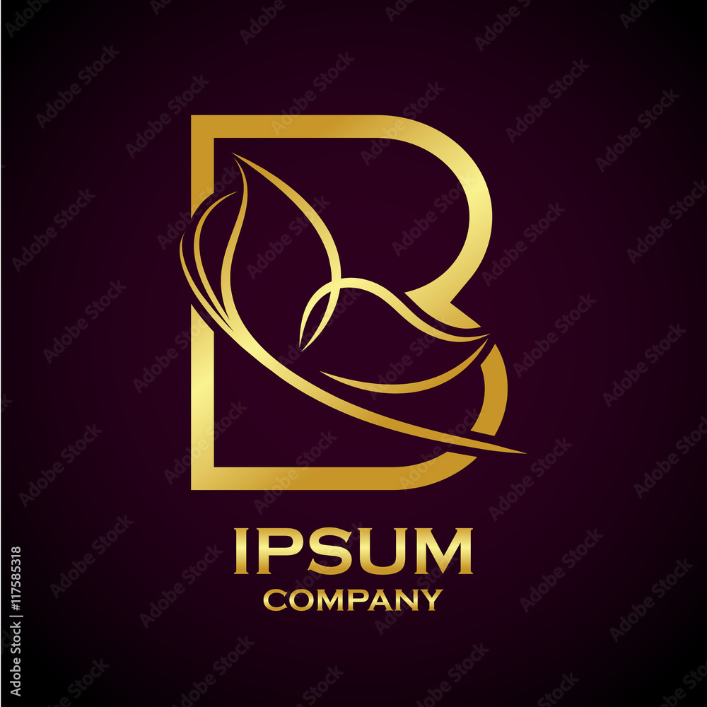 Abstract letter B logo,Butterfly Gold, beauty and fashion logo Stock ...