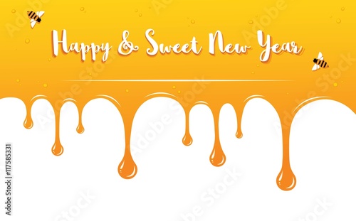 honey drips with Shana Tova Greetings . Rosh Hashanah card