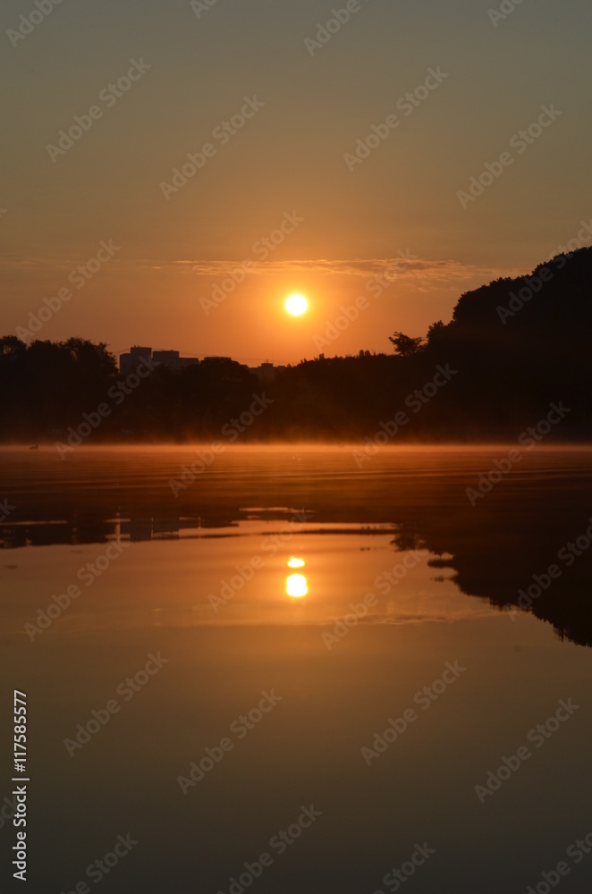 Sunrise above the lake