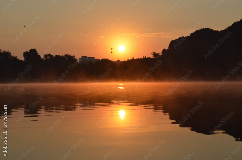 Sunrise above the lake