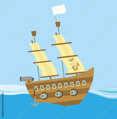 Fotografía Piratenschiff mit Kanonen und Segeln - Vektor