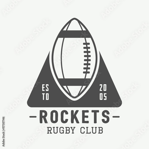 Vintage rugby and american football labels, emblems and logo. Vector illustration