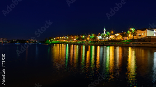 The city of Kazan during a beautiful summer night with multicolor illumination © seva_blsv