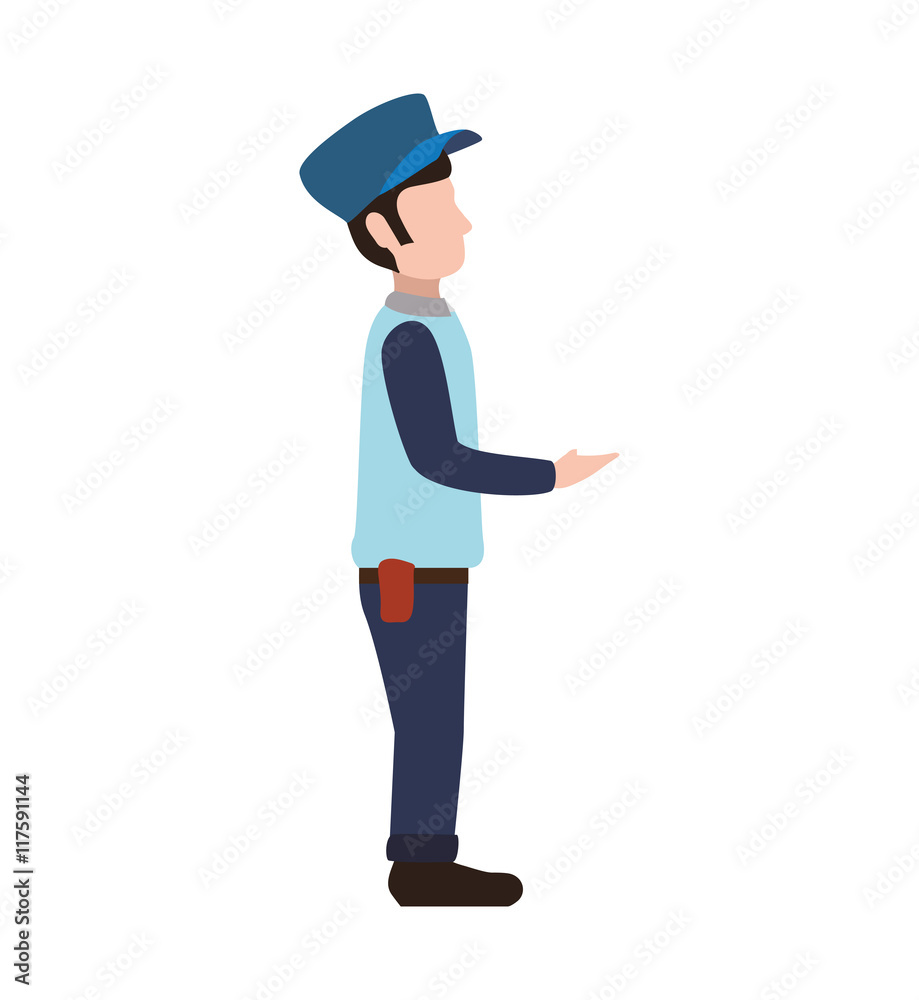 delivery man hat shipping logistic security icon. Isolated and flat illustration. Vector graphic
