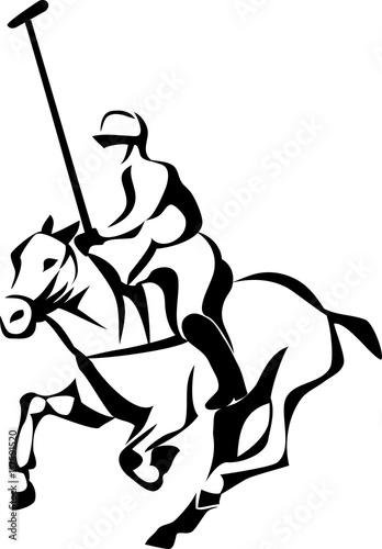 A polo horse player - stylized illustration