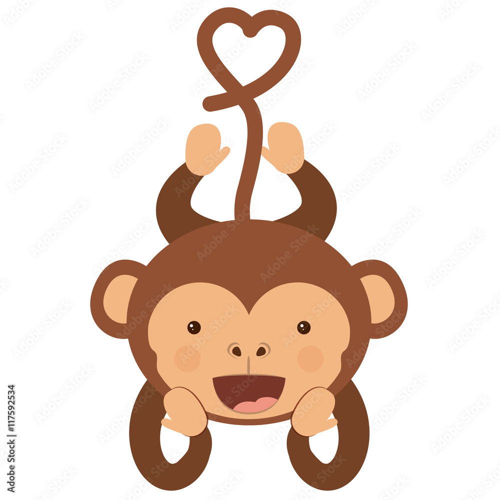 Fototapeta premium funny monkey character isolated icon design, vector illustration graphic 