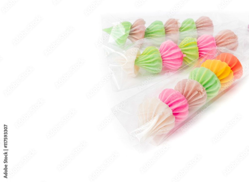 Colorful sweet candy on white background, selective focus Colorful sweet candy on white background, selective focus