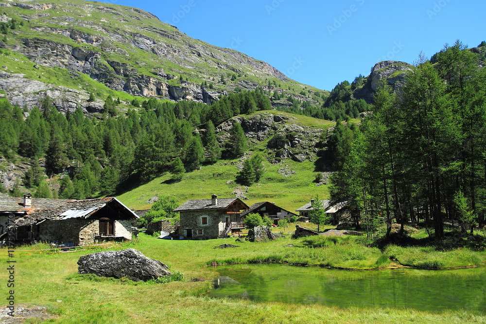 Village du Monal / Village du Monal en Savoie dans les Alpes françaises en été Village du Monal / Village du Monal en Savoie dans les Alpes françaises en été