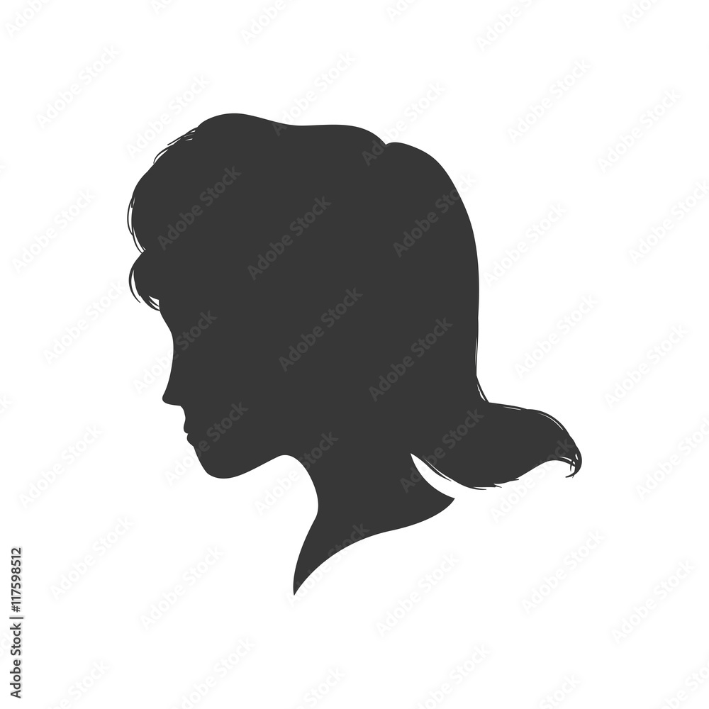 Woman head silhouette female avatar person people icon. Isolated and flat illustration. Vector graphic