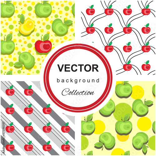 Seamless apple background pattern collection