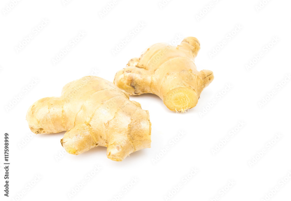 Fresh ginger on white background