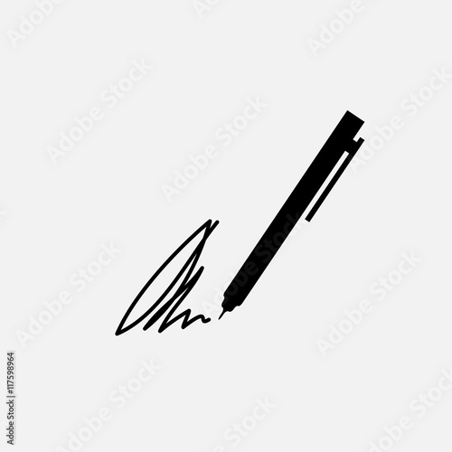 The signature, pen, undersign, underwrite, ratify simple icon