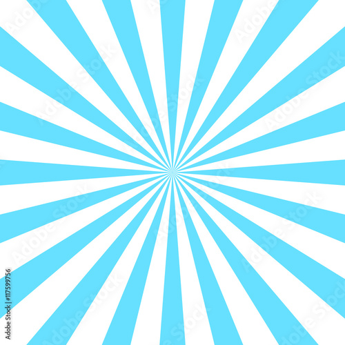 Blue white rays poster. Popular ray star burst background television vintage. Dark-light abstract texture with sunburst, flare, beam. Retro sunbeam art design. Glow bright pattern. Vector Illustration
