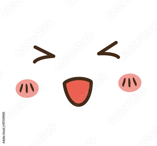 kawaii cartoon face expression smile icon. Isolated and flat illustration. Vector graphic