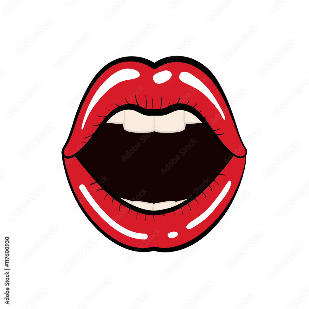 mouth female lips red retro icon. Isolated and flat illustration. Vector graphic mouth female lips red retro icon. Isolated and flat illustration. Vector graphic