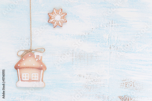 Christmas cookies on a wood...