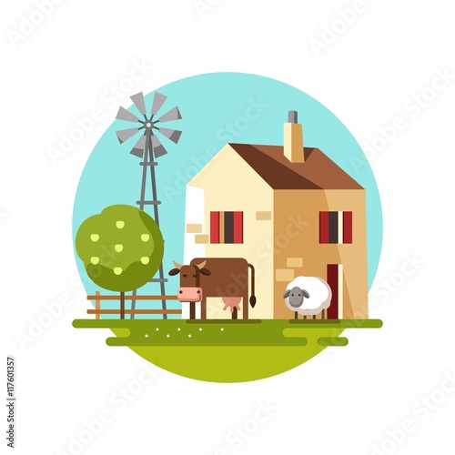 Farm house. Vector illustration.