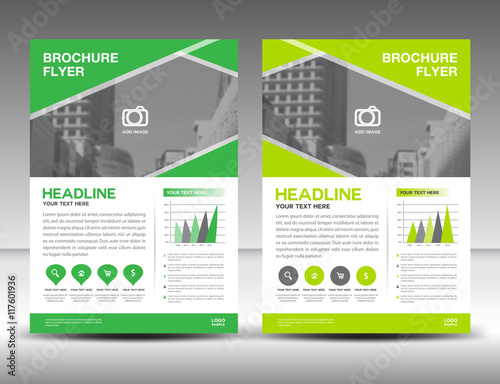 Green business brochure flyer design layout template in A4 size