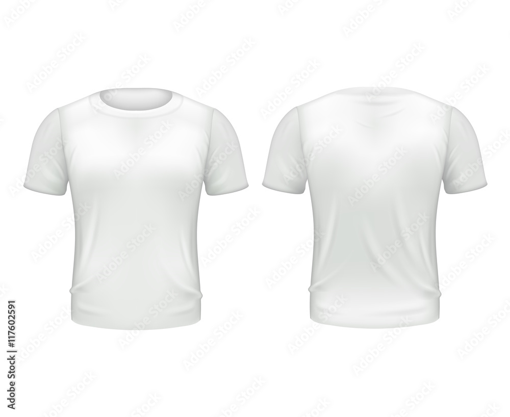 White T-shirt Front Back Template Realistic 3d Isolated Vector ...