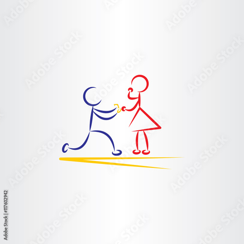 man proposing woman vector icon illustration