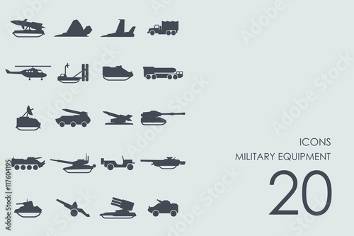Set of military equipment icons