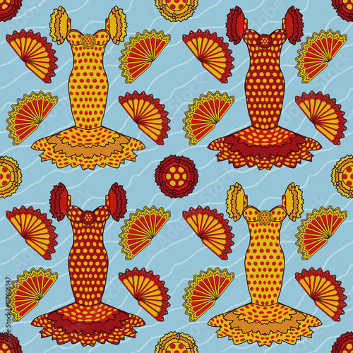 Seamless flamenco pattern, vector illustration