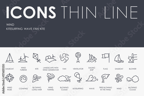 Wind Thin Line Icons