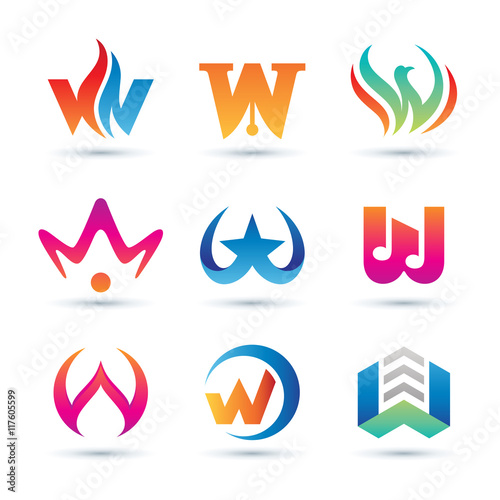 Set of Abstract Letter W Logo - Vibrant and Colorful Icons Logos