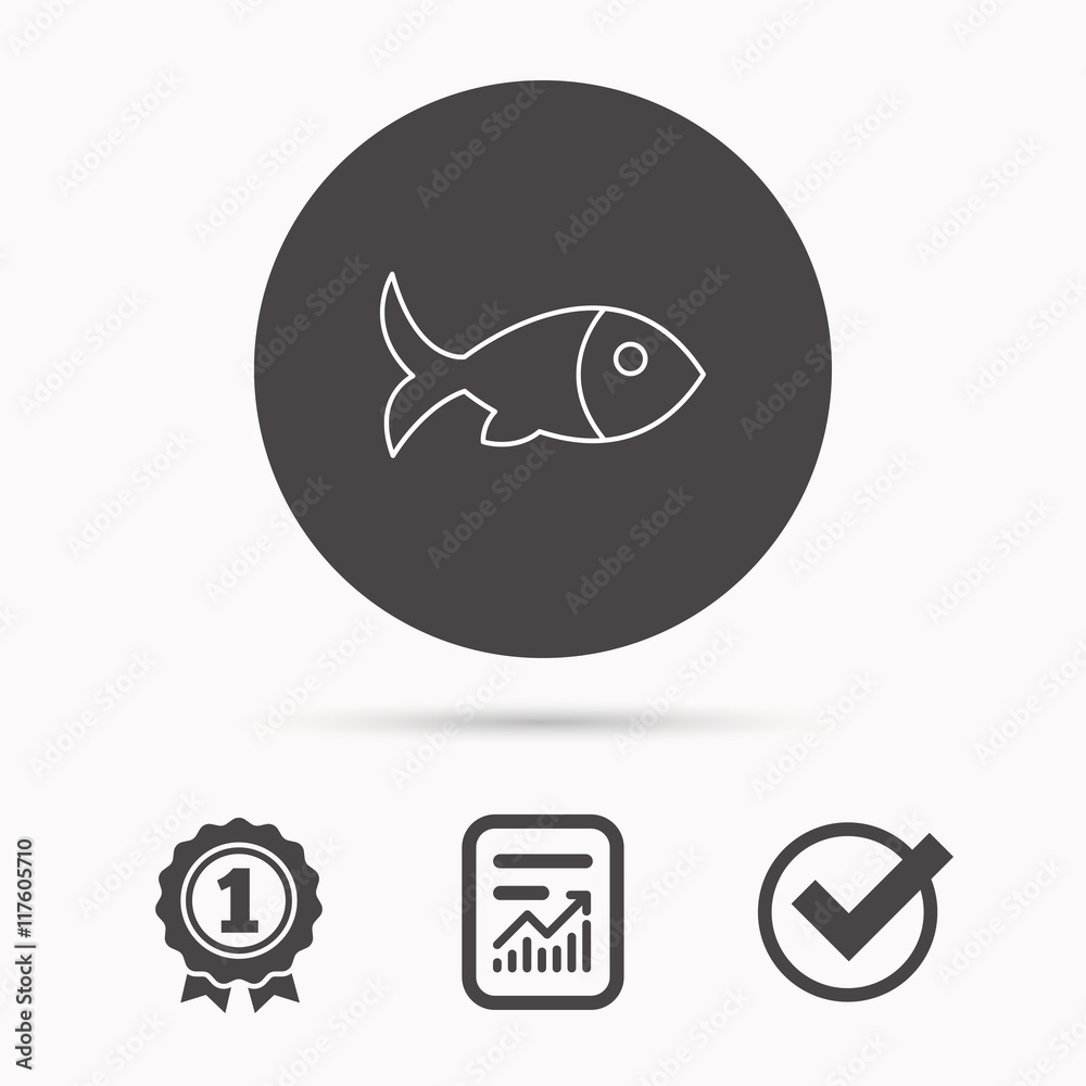 Fish icon. Seafood sign. Vegetarian food symbol. Fish icon. Seafood sign. Vegetarian food symbol.
