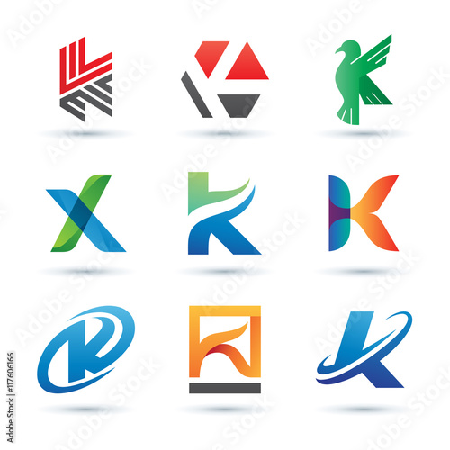 Set of Abstract Letter K Logo - Vibrant and Colorful Icons Logos