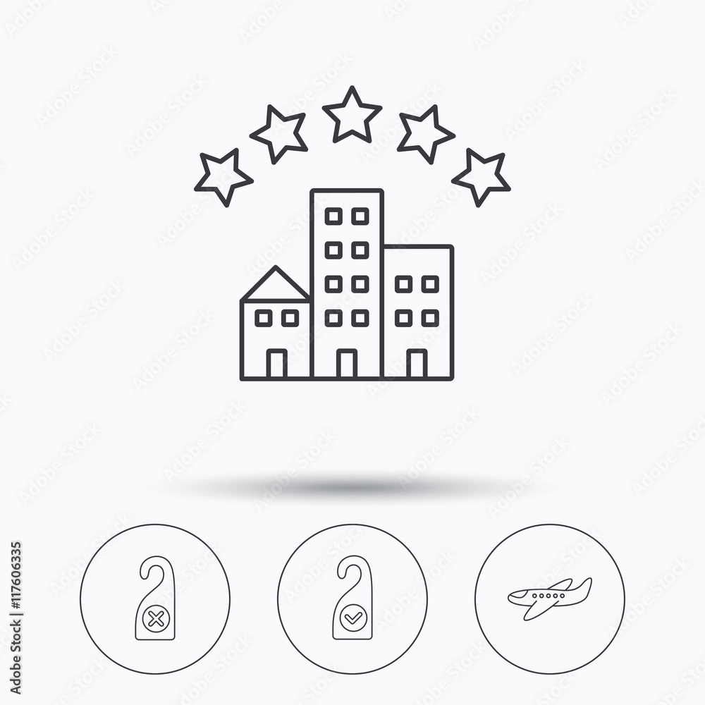 Naklejka premium Hotel, airplane and do not disturb icons.