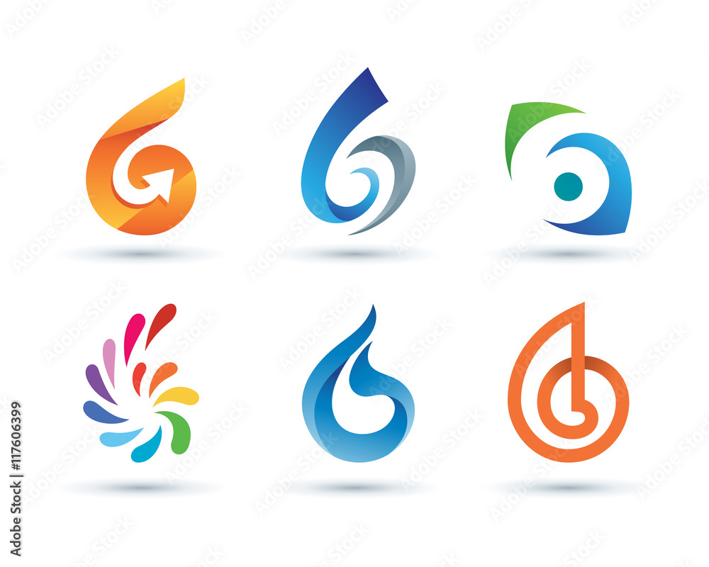 Set of Abstract Number 6 Logo - Vibrant and Colorful Icons Logos Set of Abstract Number 6 Logo - Vibrant and Colorful Icons Logos