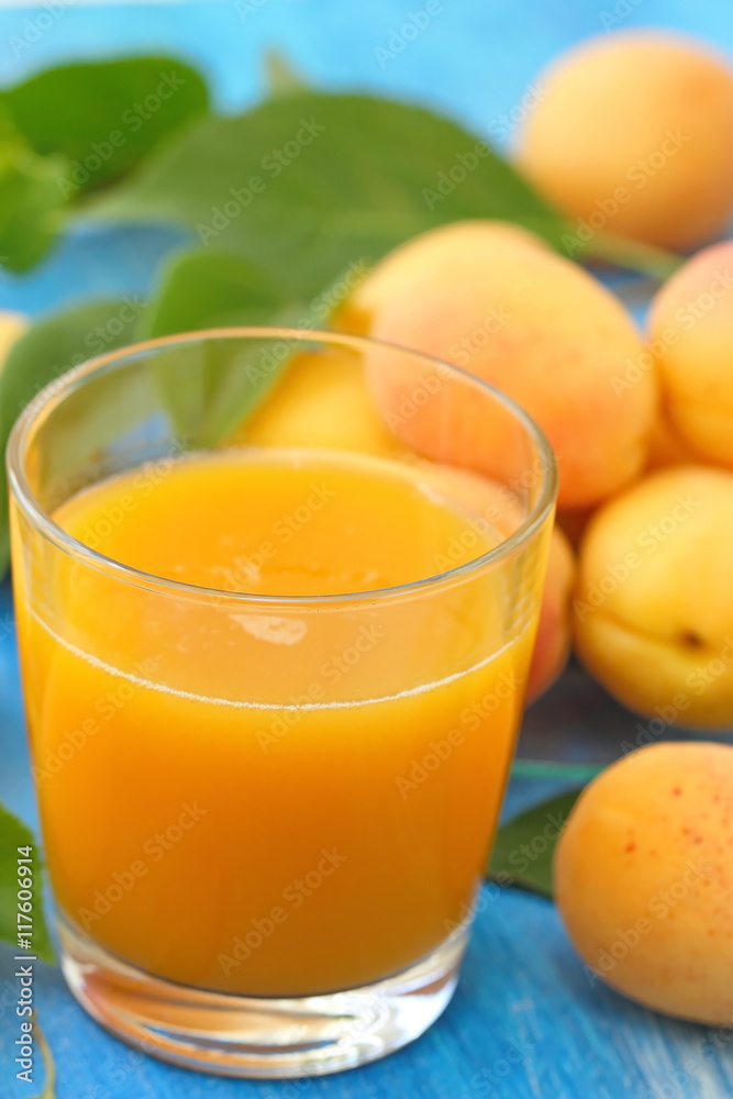 Apricot juice and ripe fresh apricots Apricot juice and ripe fresh apricots