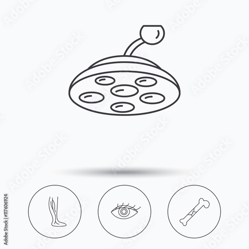 Eye, bone fracture and vein varicose icons.
