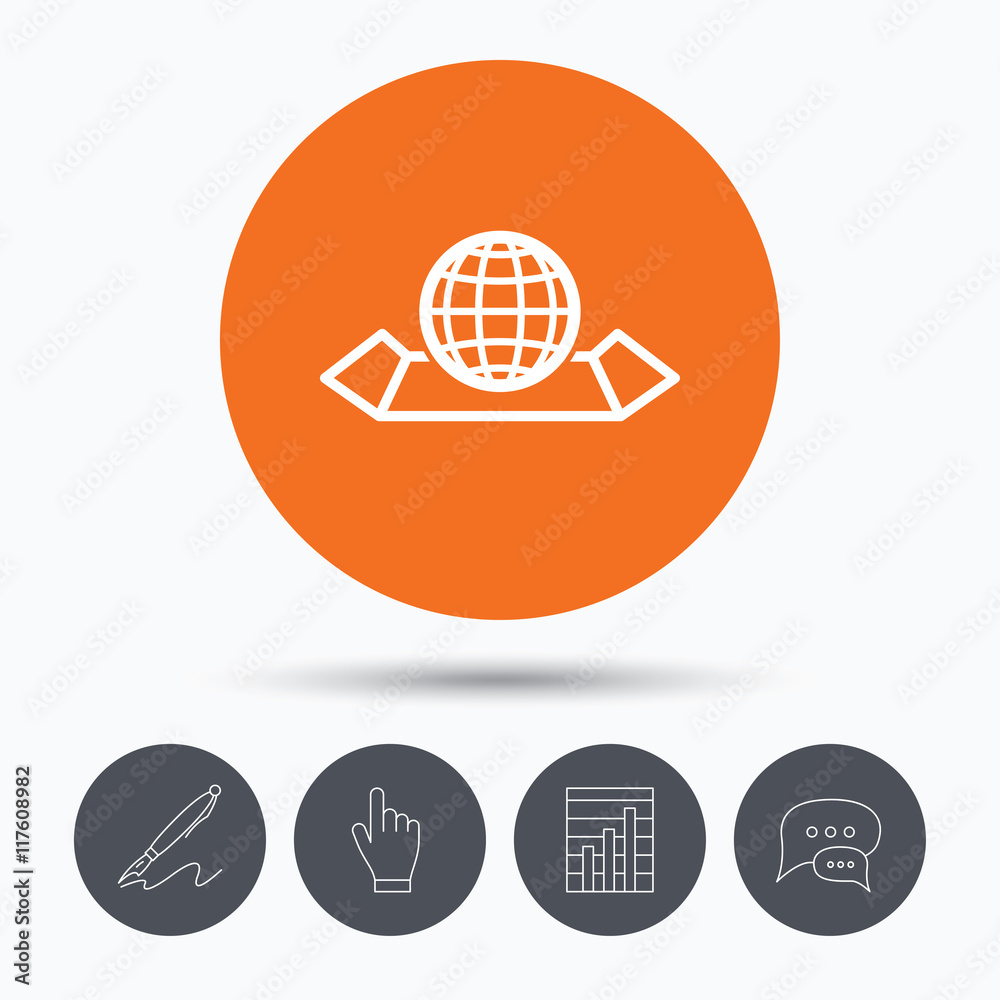 World map icon. Globe sign. World map icon. Globe sign.