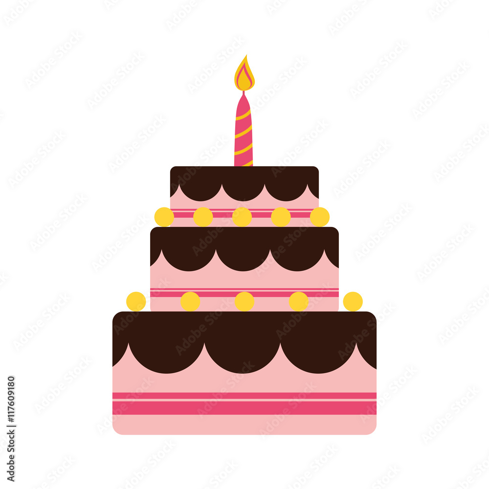 cake candle party cream bakery birthday icon. Isolated and flat illustration. Vector graphic