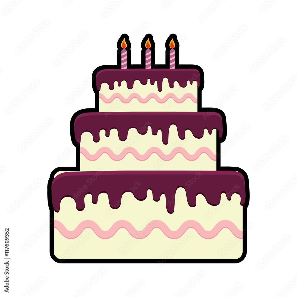 cake candle party cream bakery birthday icon. Isolated and flat illustration. Vector graphic