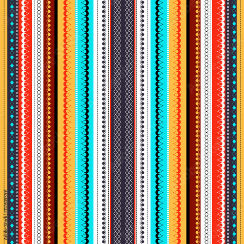 Ethnic boho seamless pattern. Colorful border background texture.