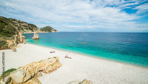 Fototapeta Naklejka Na Ścianę i Meble -  Panoramic view over Sansone beach on Elba island, Italy
