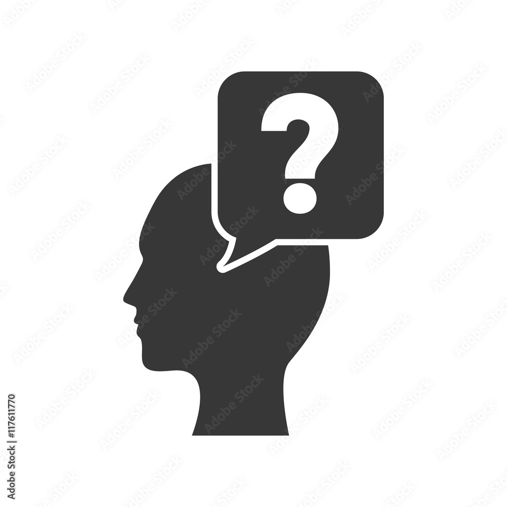 head man question mark ask symbol problem icon. Isolated and flat illustration. Vector graphic head man question mark ask symbol problem icon. Isolated and flat illustration. Vector graphic
