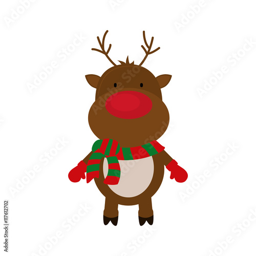 reindeer cartoon merry christmas celebration icon. Isolated and flat illustration. Vector graphic