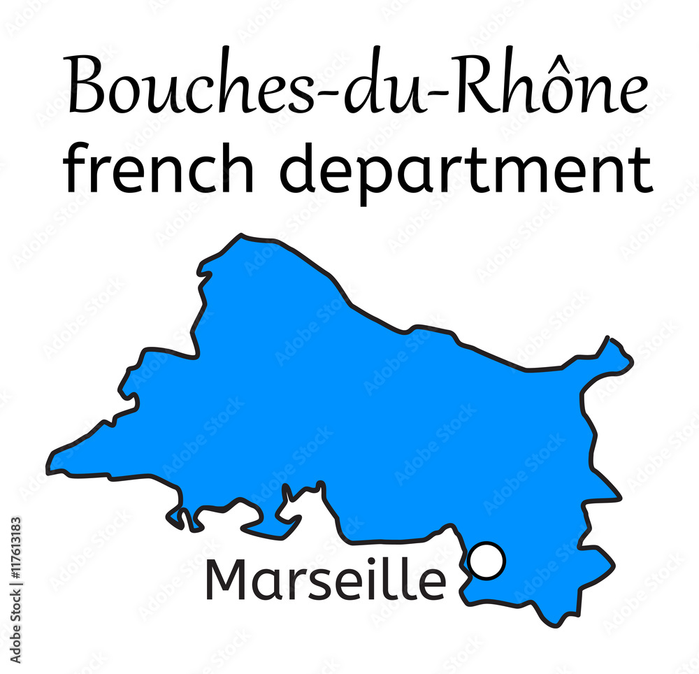 Bouche Du Rhone Map Bouches-Du-Rhone French Department Map Stock Vector | Adobe Stock