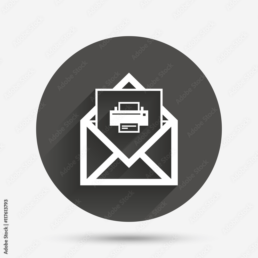Mail print icon. Envelope symbol. Message sign. Mail print icon. Envelope symbol. Message sign.