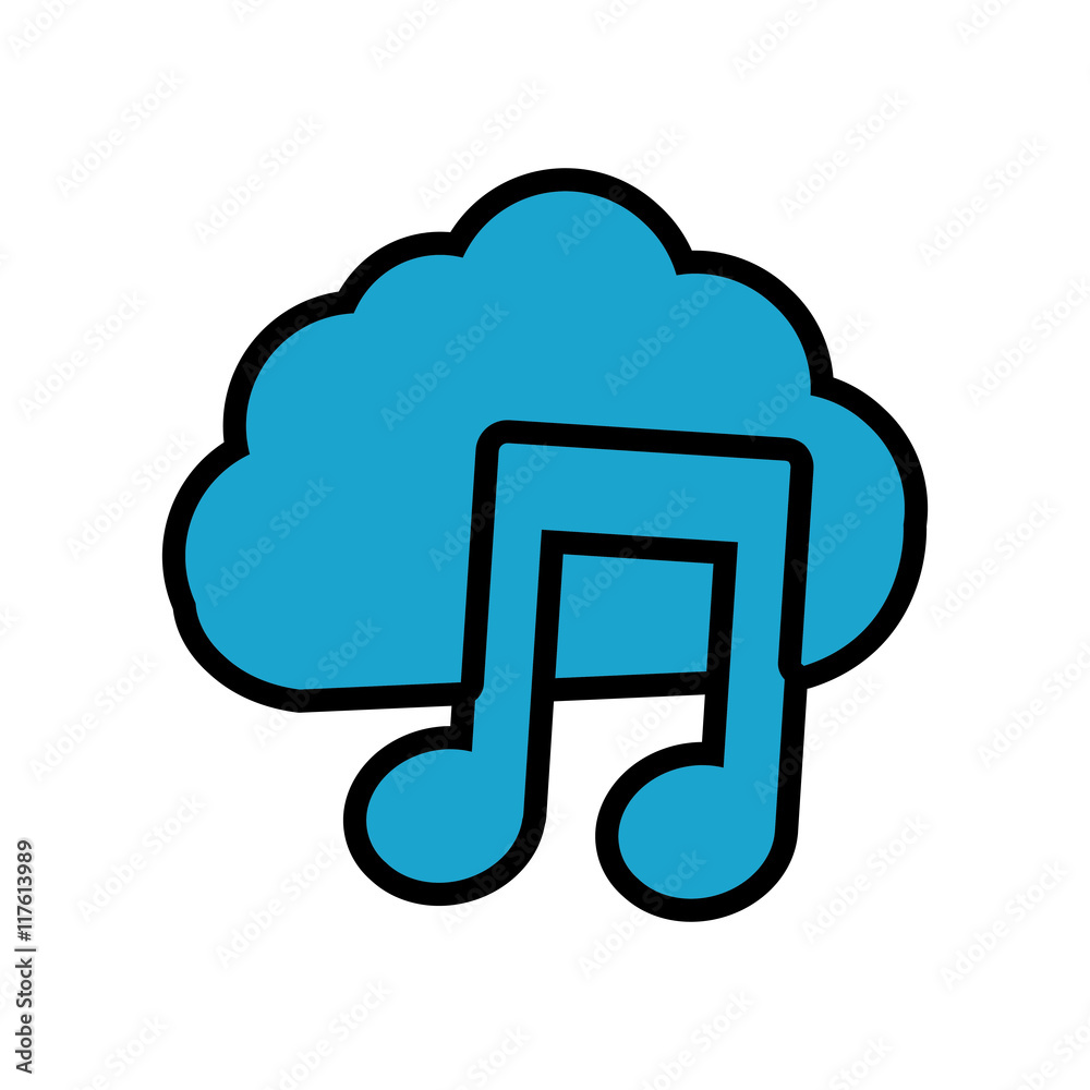 cloud music note sound dj melody icon. Isolated and flat illustration. Vector graphic cloud music note sound dj melody icon. Isolated and flat illustration. Vector graphic